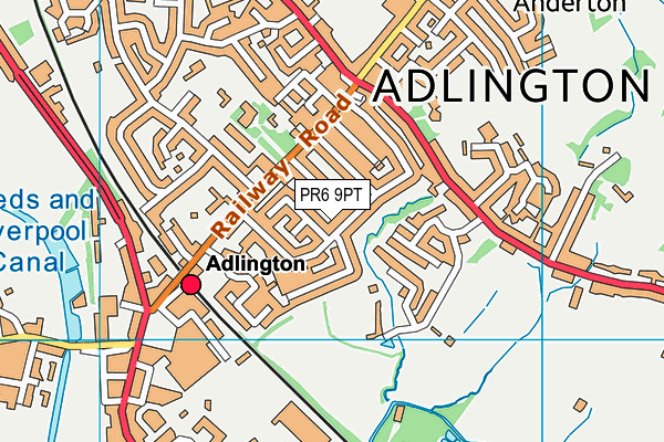 PR6 9PT map - OS VectorMap District (Ordnance Survey)