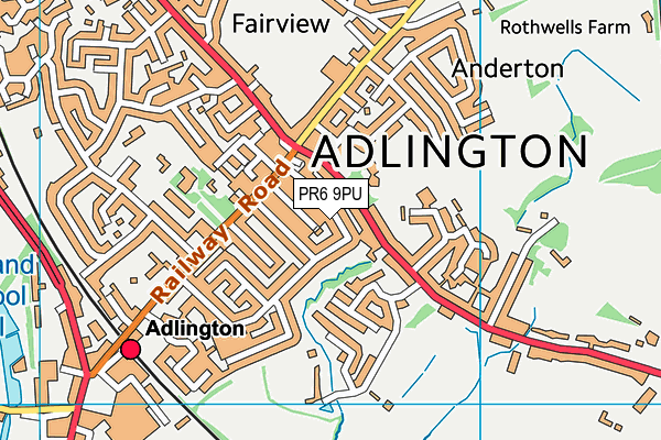 PR6 9PU map - OS VectorMap District (Ordnance Survey)