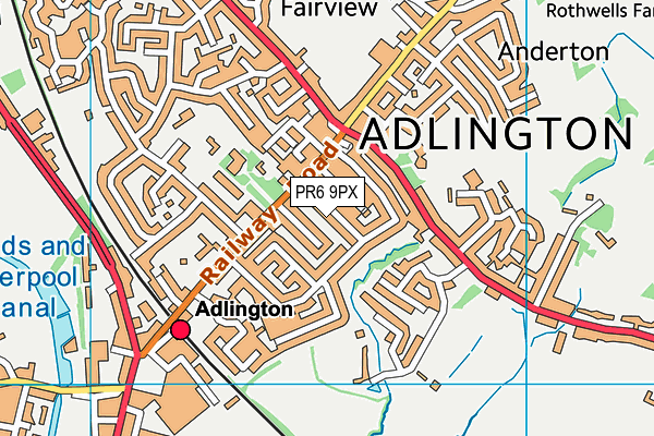 PR6 9PX map - OS VectorMap District (Ordnance Survey)