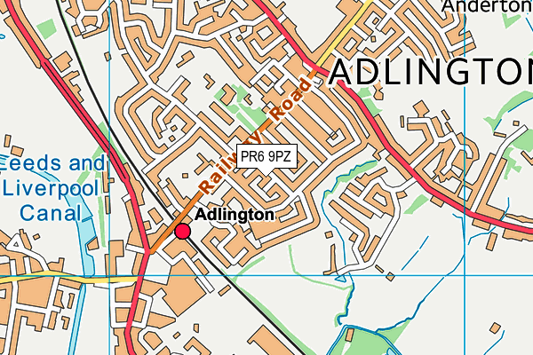 PR6 9PZ map - OS VectorMap District (Ordnance Survey)