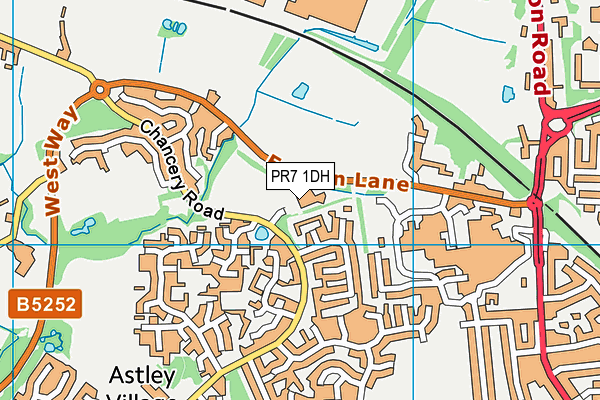 Derian House map (PR7 1DH) - OS VectorMap District (Ordnance Survey)