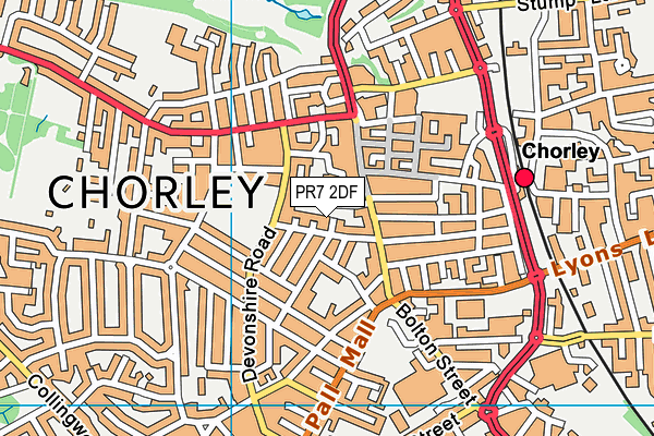 PR7 2DF map - OS VectorMap District (Ordnance Survey)