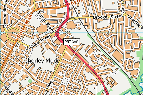 PR7 3AS map - OS VectorMap District (Ordnance Survey)