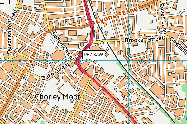 PR7 3AW map - OS VectorMap District (Ordnance Survey)