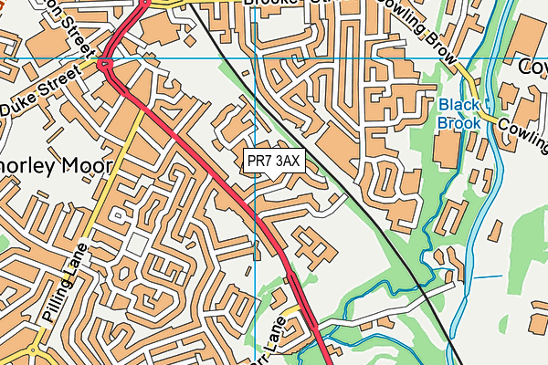 PR7 3AX map - OS VectorMap District (Ordnance Survey)