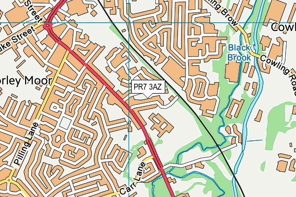 PR7 3AZ map - OS VectorMap District (Ordnance Survey)