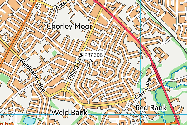 PR7 3DB map - OS VectorMap District (Ordnance Survey)