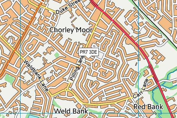 PR7 3DE map - OS VectorMap District (Ordnance Survey)