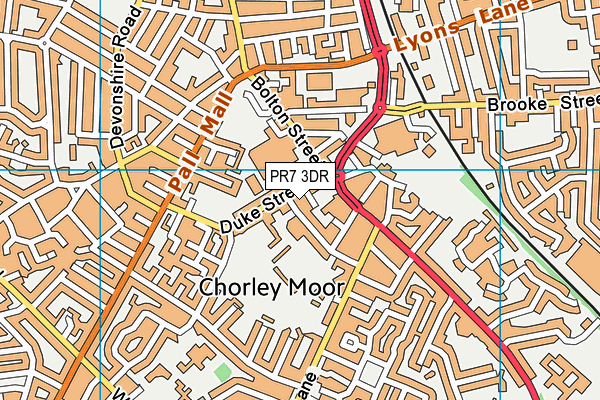 PR7 3DR map - OS VectorMap District (Ordnance Survey)