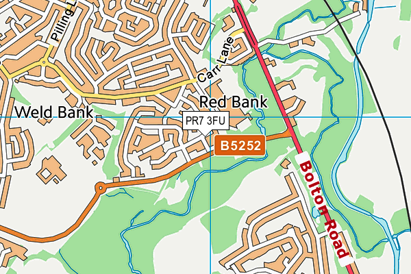 PR7 3FU map - OS VectorMap District (Ordnance Survey)