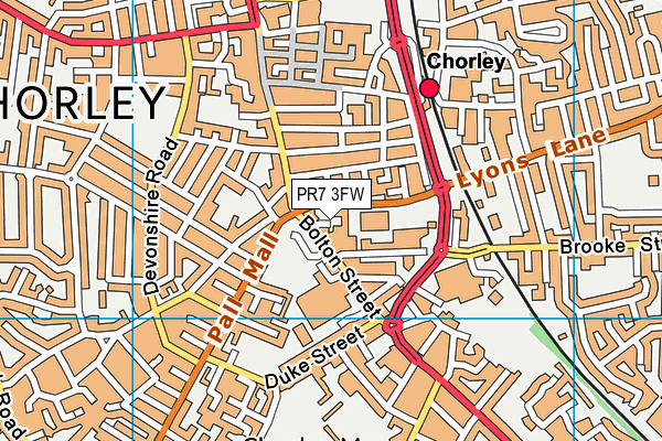 PR7 3FW map - OS VectorMap District (Ordnance Survey)