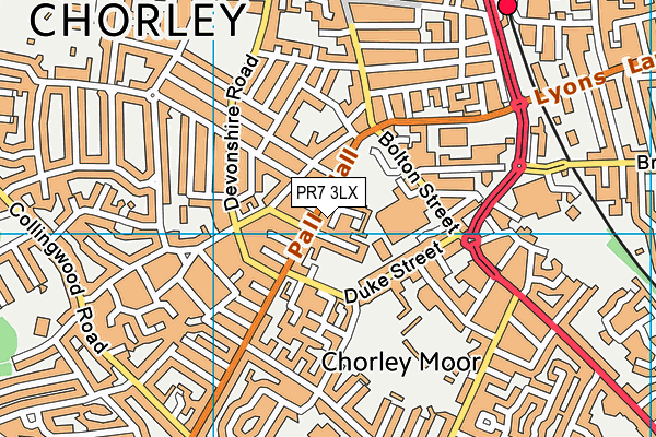 PR7 3LX map - OS VectorMap District (Ordnance Survey)