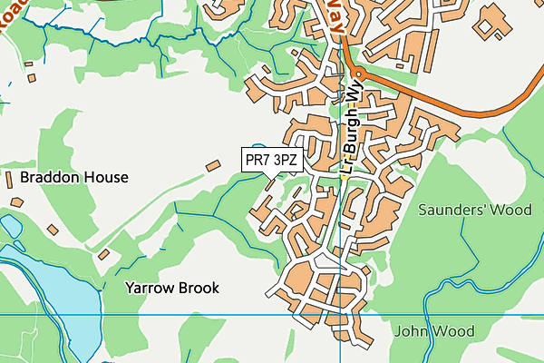 PR7 3PZ map - OS VectorMap District (Ordnance Survey)