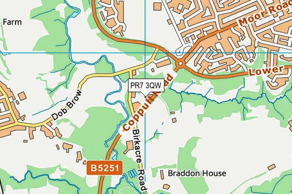 PR7 3QW map - OS VectorMap District (Ordnance Survey)