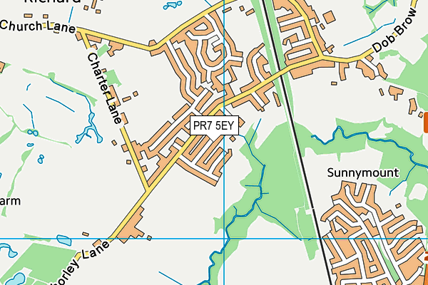 PR7 5EY map - OS VectorMap District (Ordnance Survey)