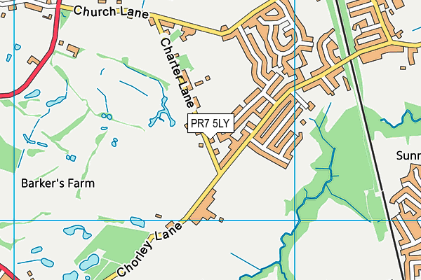 PR7 5LY map - OS VectorMap District (Ordnance Survey)