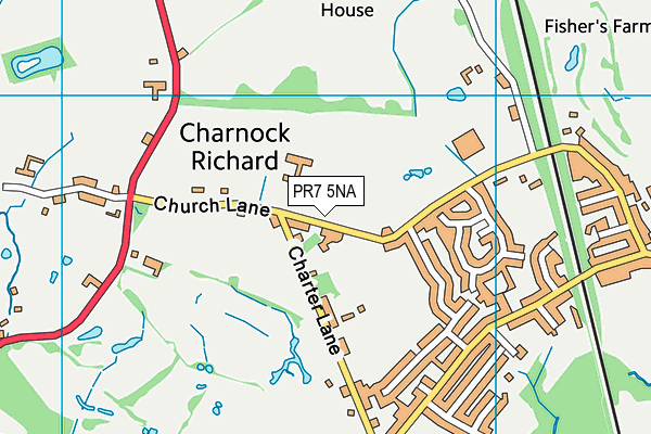 Christ Church Charnock Richard C Of E Primary School map (PR7 5NA) - OS VectorMap District (Ordnance Survey)
