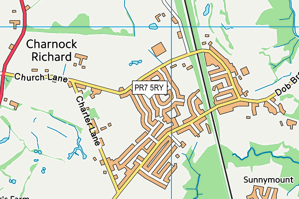 PR7 5RY map - OS VectorMap District (Ordnance Survey)