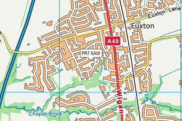 PR7 6AW map - OS VectorMap District (Ordnance Survey)