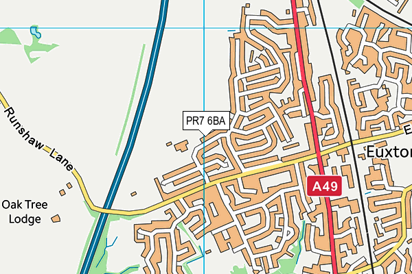 Euxton Primrose Hill Primary School map (PR7 6BA) - OS VectorMap District (Ordnance Survey)