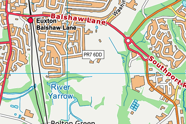 Euxton Cricket Club map (PR7 6DD) - OS VectorMap District (Ordnance Survey)