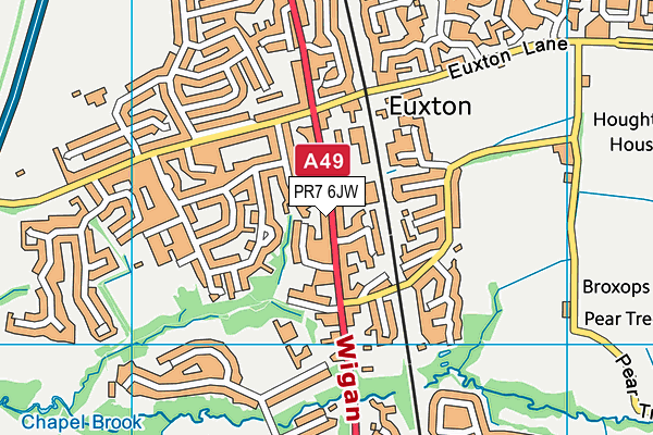 Euxton St Marys Catholic Primary School map (PR7 6JW) - OS VectorMap District (Ordnance Survey)