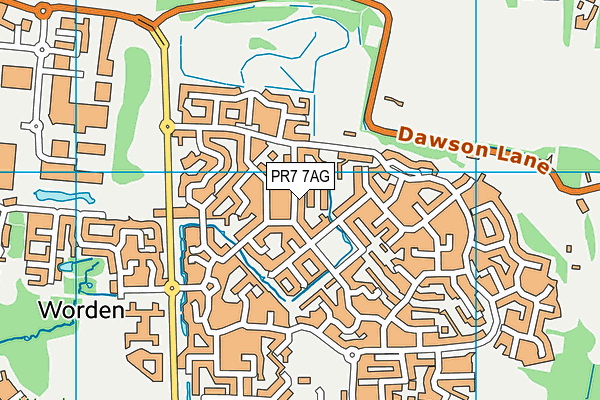 PR7 7AG map - OS VectorMap District (Ordnance Survey)