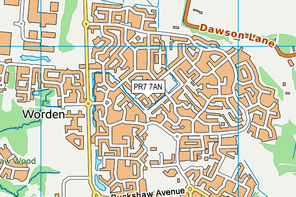 PR7 7AN map - OS VectorMap District (Ordnance Survey)