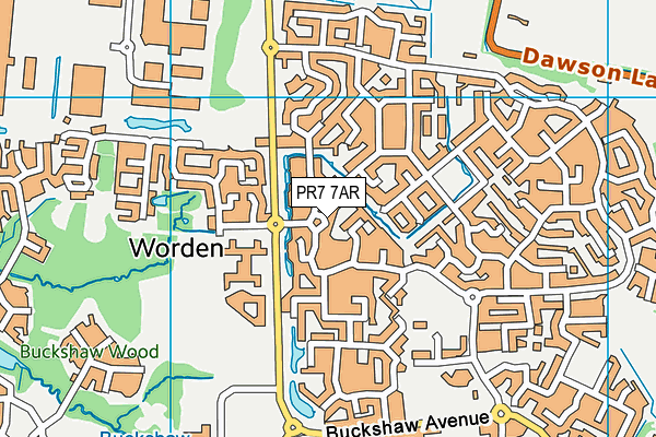 PR7 7AR map - OS VectorMap District (Ordnance Survey)