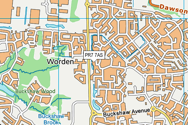 PR7 7AS map - OS VectorMap District (Ordnance Survey)
