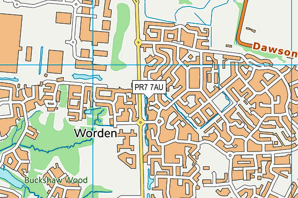 PR7 7AU map - OS VectorMap District (Ordnance Survey)