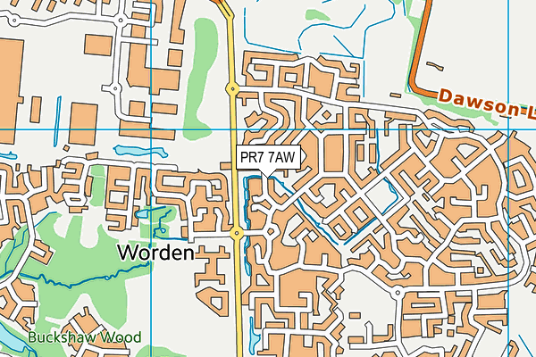 PR7 7AW map - OS VectorMap District (Ordnance Survey)