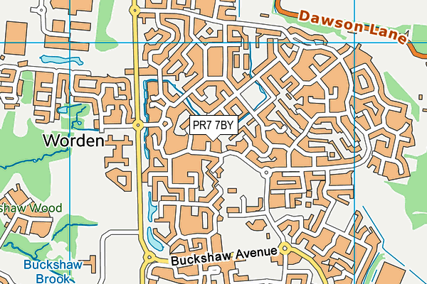 PR7 7BY map - OS VectorMap District (Ordnance Survey)