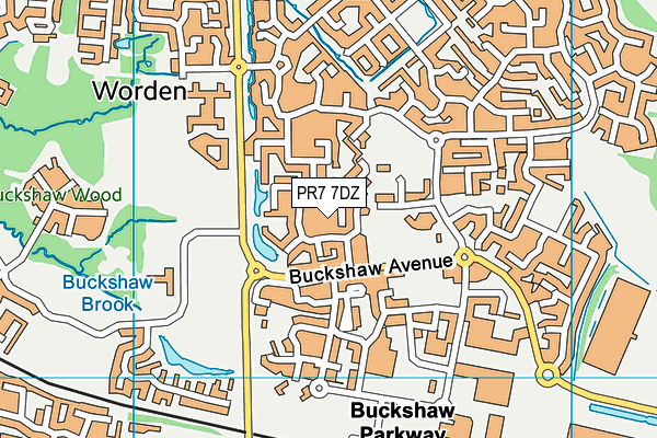 PR7 7DZ map - OS VectorMap District (Ordnance Survey)