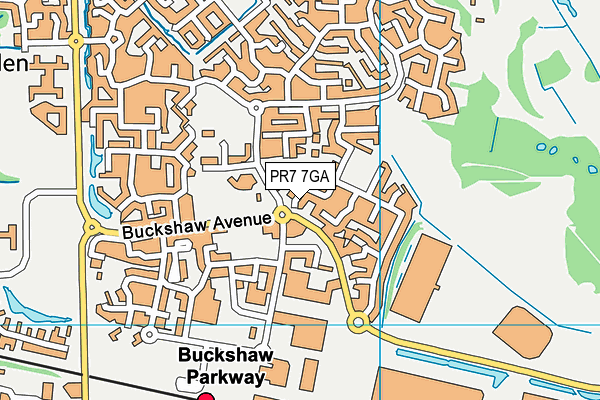 PR7 7GA map - OS VectorMap District (Ordnance Survey)