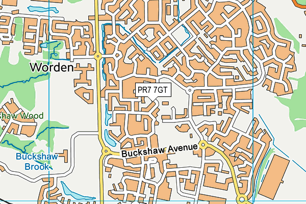 PR7 7GT map - OS VectorMap District (Ordnance Survey)