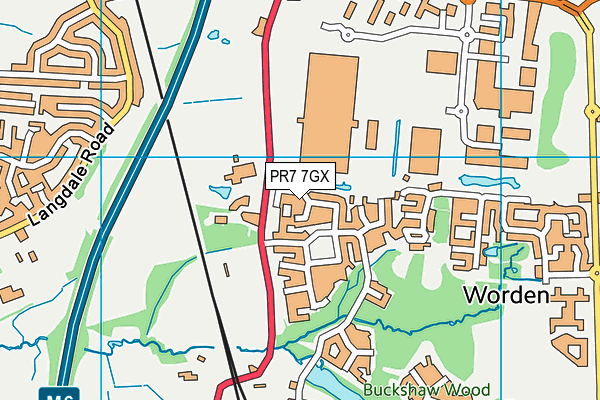 PR7 7GX map - OS VectorMap District (Ordnance Survey)