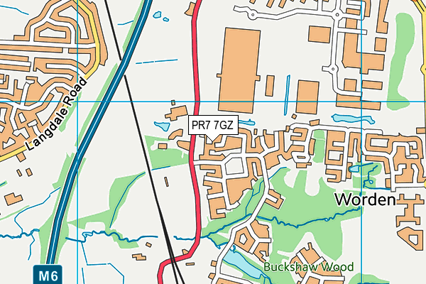 PR7 7GZ map - OS VectorMap District (Ordnance Survey)