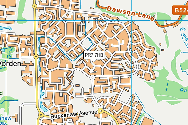 PR7 7HB map - OS VectorMap District (Ordnance Survey)