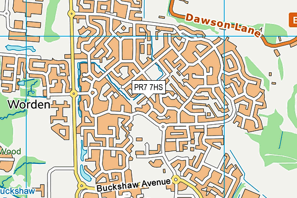 PR7 7HS map - OS VectorMap District (Ordnance Survey)