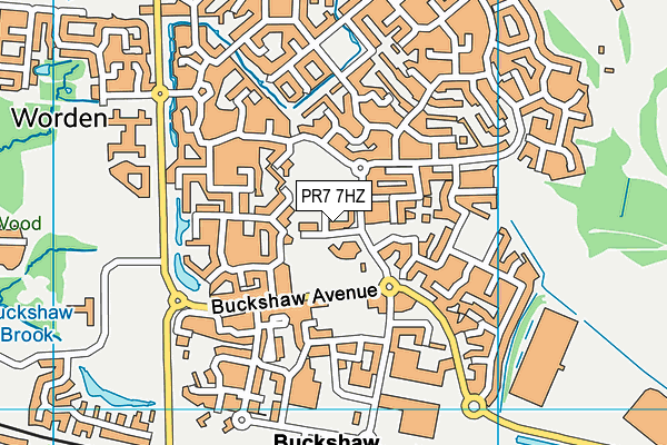PR7 7HZ map - OS VectorMap District (Ordnance Survey)