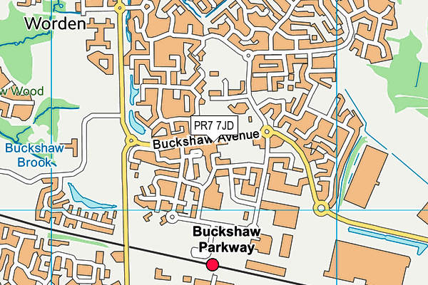 PR7 7JD map - OS VectorMap District (Ordnance Survey)