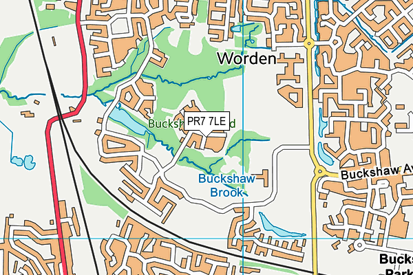 PR7 7LE map - OS VectorMap District (Ordnance Survey)