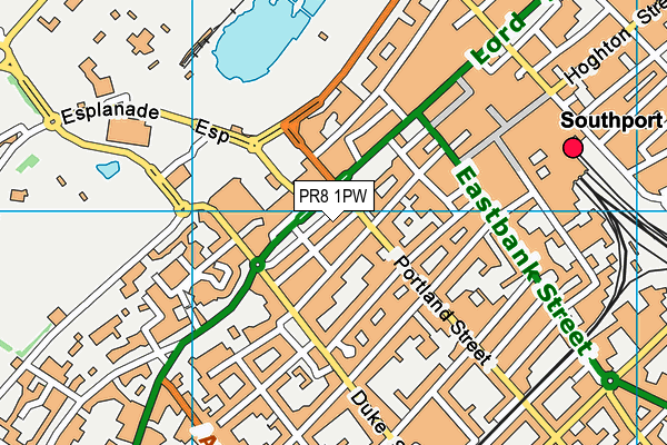 PR8 1PW map - OS VectorMap District (Ordnance Survey)