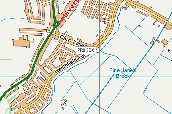 PR8 3DX map - OS VectorMap District (Ordnance Survey)