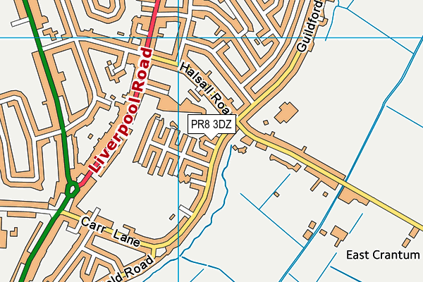 PR8 3DZ map - OS VectorMap District (Ordnance Survey)