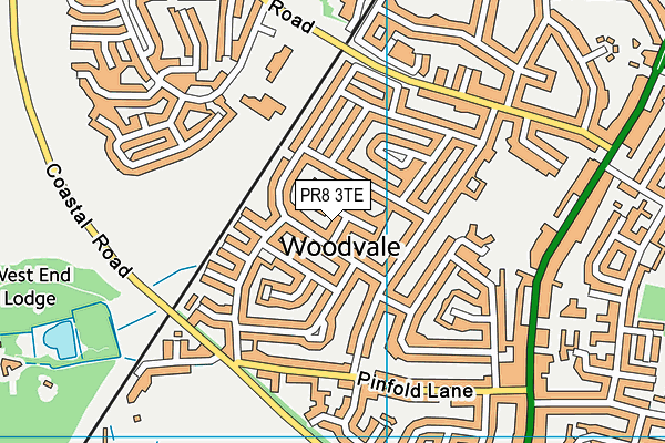 PR8 3TE map - OS VectorMap District (Ordnance Survey)