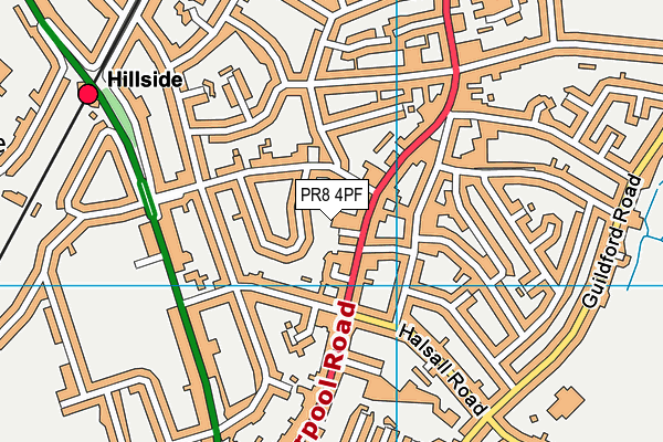 PR8 4PF map - OS VectorMap District (Ordnance Survey)