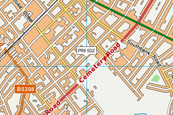 PR8 5DZ map - OS VectorMap District (Ordnance Survey)