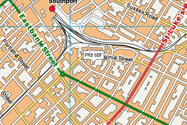 PR8 6BF map - OS VectorMap District (Ordnance Survey)